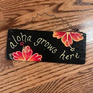 Aloha Black and Red Floral Home Sign- new!